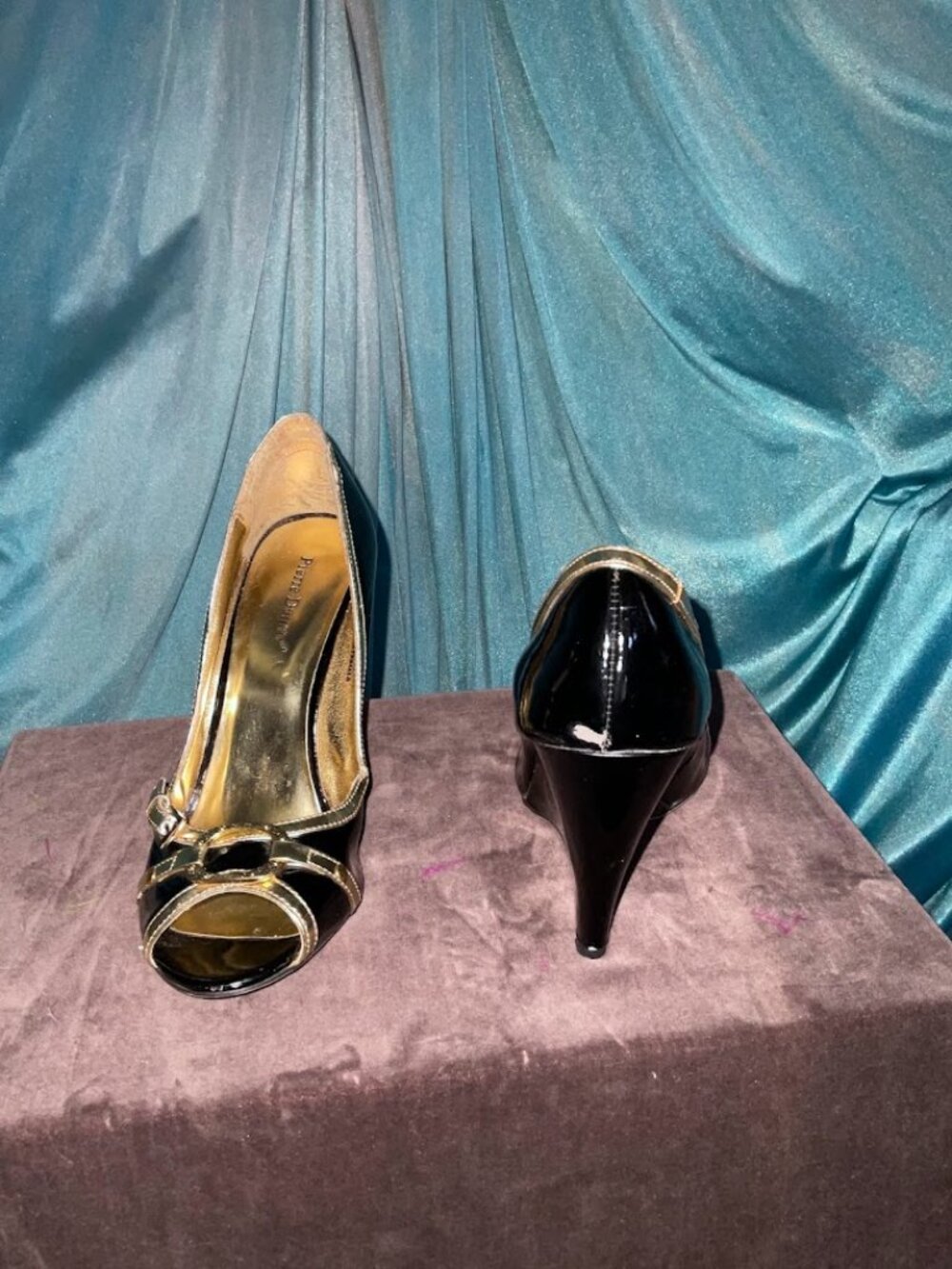 Black & Gold Wedge Heels